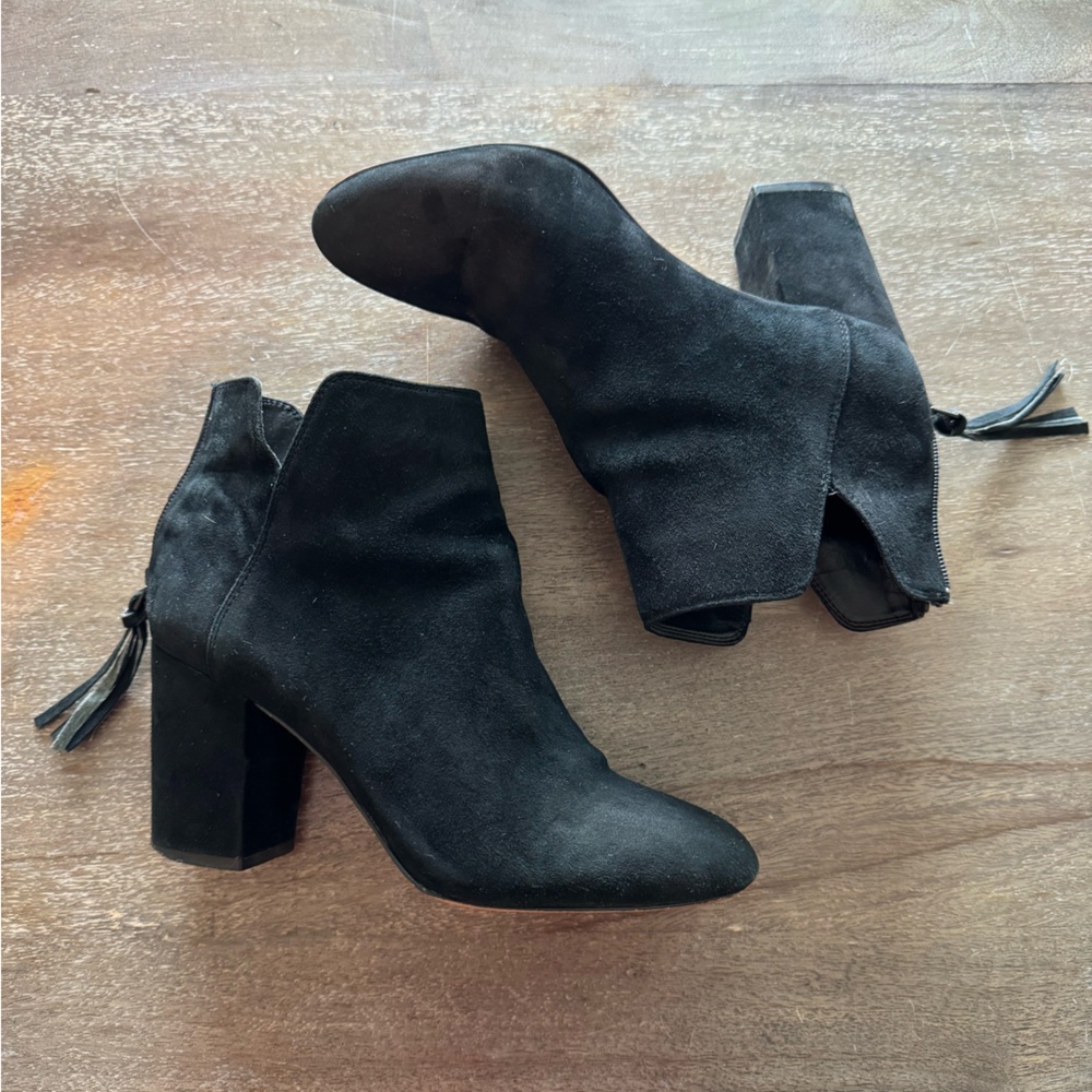 Aldo Black Suede Ankle Boots – Block Heel Booties Size 7.5